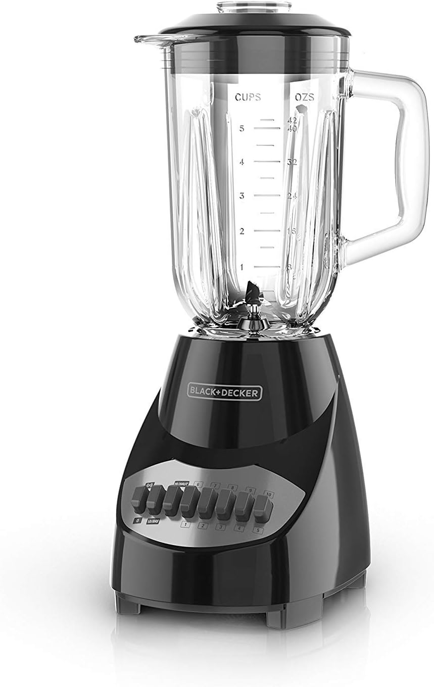 BLACK+DECKER Countertop Blender with 6-Cup Glass Jar, 10-Speed Settings, Black, BL2010BG BLACK+DECKER Countertop Blender with 6-Cup Glass Jar, 10-Speed Settings, Black, BL2010BG - Image 1